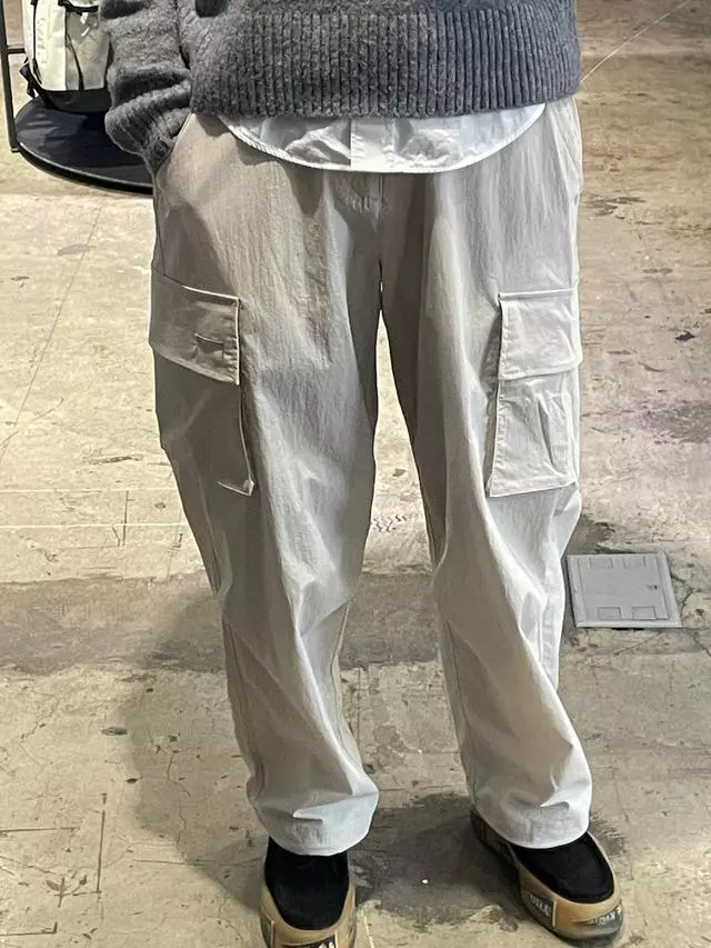 PACE GOAL 30%] STRETCH NYLON CARGO PANTS-LIGHT BEIGE