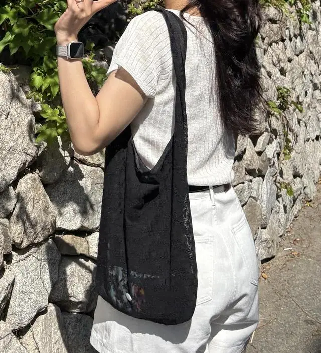 Veil Lace Bag & Scrunch SET _ Black - MUCU AND EBONY