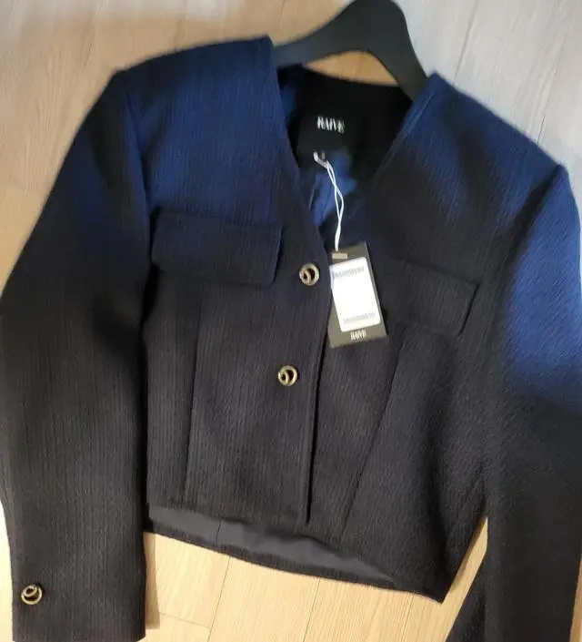 Button Tweed Jacket in Navy VW2AJ090-23 - 레이브