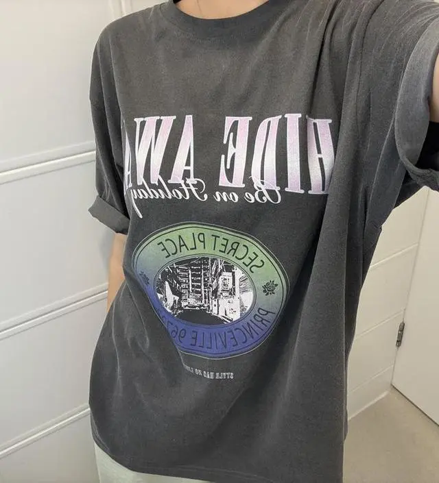 ●RAIVE● HIDE AWAY T-Shirt in D/Grey VW2ME124-13 HIDE AWAY T-Shirt in D/Grey VW2ME124-13 - 레이브