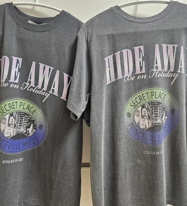 HIDE AWAY T-Shirt in D/Grey VW2ME124-13 - 레이브