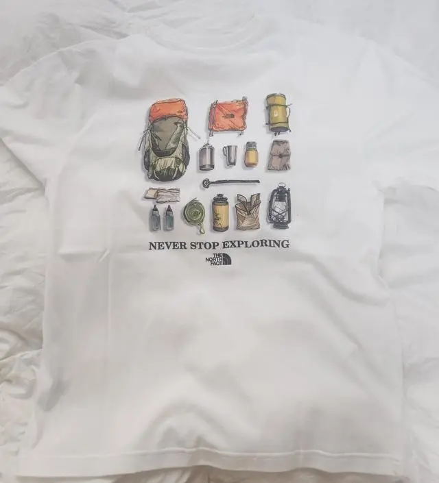 【The North Face】 M'S CAMP VIBE S/S R/TEE - WHITE_SAND M'S CAMP VIBE S/S R/TEE - 노스페이스